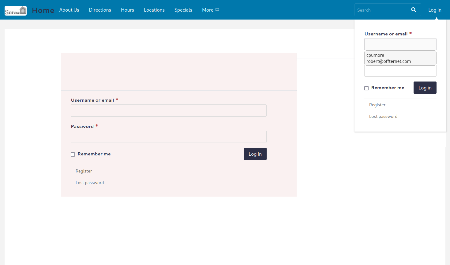 Login Page - Click to Enlarge